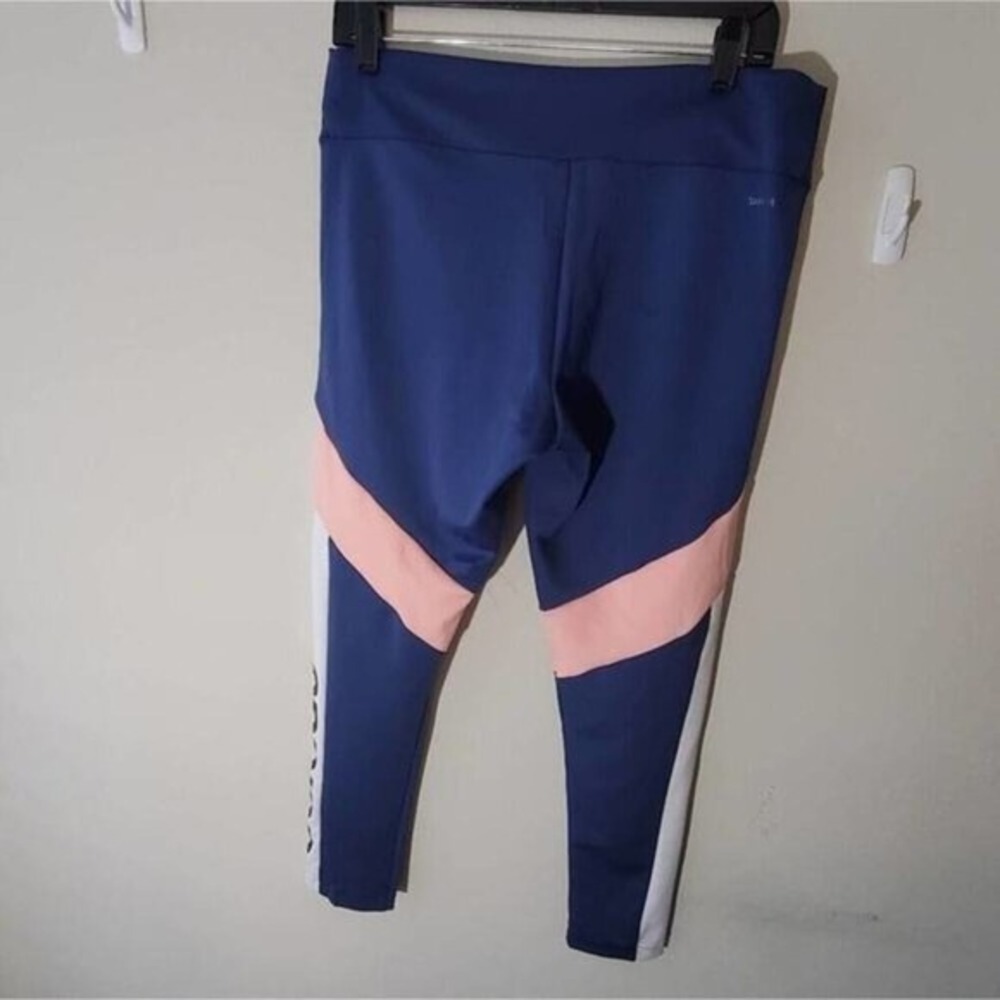 Adidas Womens D2M Colorblock 7/8 Leggings Tech Indigo Pink FM0610 Size L NEW - Picture 3 of 11